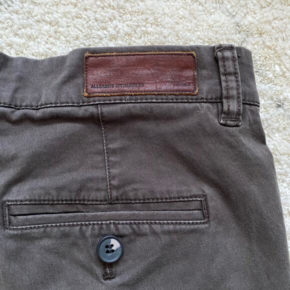 AllSaints Brown Filter Chino Mid-Rise Cotton Slim Stretch Pants Size 4 - Picture 6 of 10